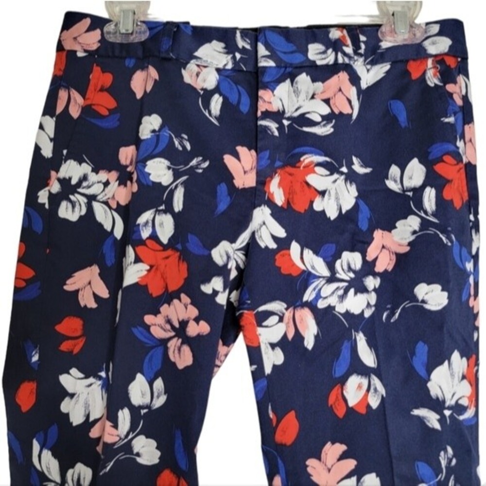 Banana Republic blue red floral Reegan Petite slacks pants size 4P cotton *